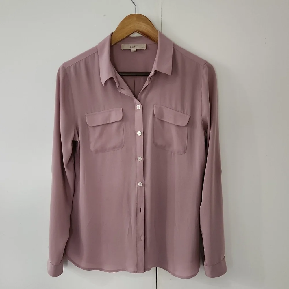 LOFT dusty pink blouse (MP) - Picture 1 of 6